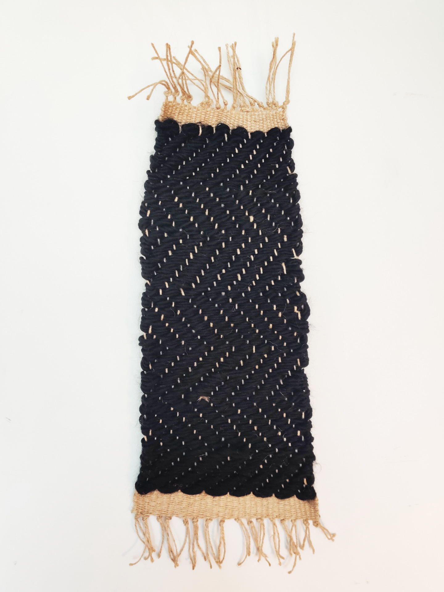 30 cm x 45 cm. Jute and Wool.